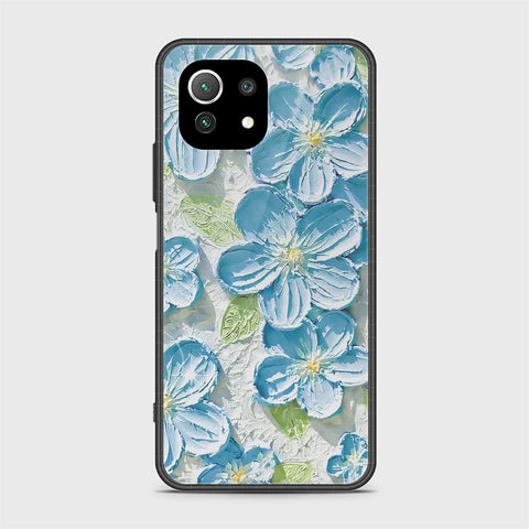 Xiaomi 11 Lite 5G NE Cover - Floral Series - Design 12 - Grey & Green - HQ Ultra Shine Premium Infinity Glass Soft Silicon Borders Case