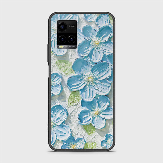 Vivo Y21e Cover - Floral Series - Design 12 - Grey & Green - HQ Ultra Shine Premium Infinity Glass Soft Silicon Borders Case