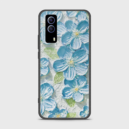 Vivo Y51s Cover - Floral Series - Design 12 - Grey & Green - HQ Ultra Shine Premium Infinity Glass Soft Silicon Borders Case