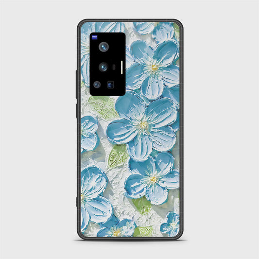 Vivo X70 Pro Cover - Floral Series - Design 12 - Grey & Green - HQ Ultra Shine Premium Infinity Glass Soft Silicon Borders Case