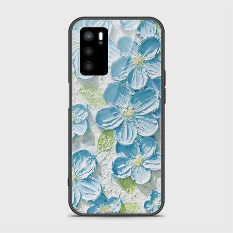 Oppo A16 Cover - Floral Series - Design 12 - Grey & Green - HQ Ultra Shine Premium Infinity Glass Soft Silicon Borders Case