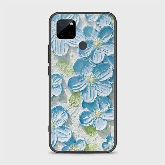 Realme C21Y Cover - Floral Series - Design 12 - Grey & Green - HQ Ultra Shine Premium Infinity Glass Soft Silicon Borders Case