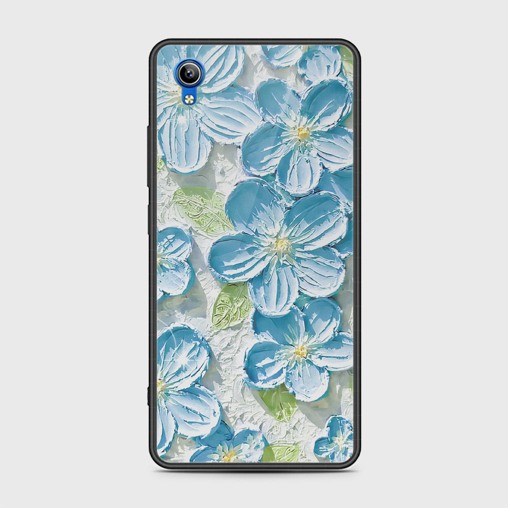 Vivo Y91C Cover - Floral Series - Design 12 - Grey & Green - HQ Ultra Shine Premium Infinity Glass Soft Silicon Borders Case