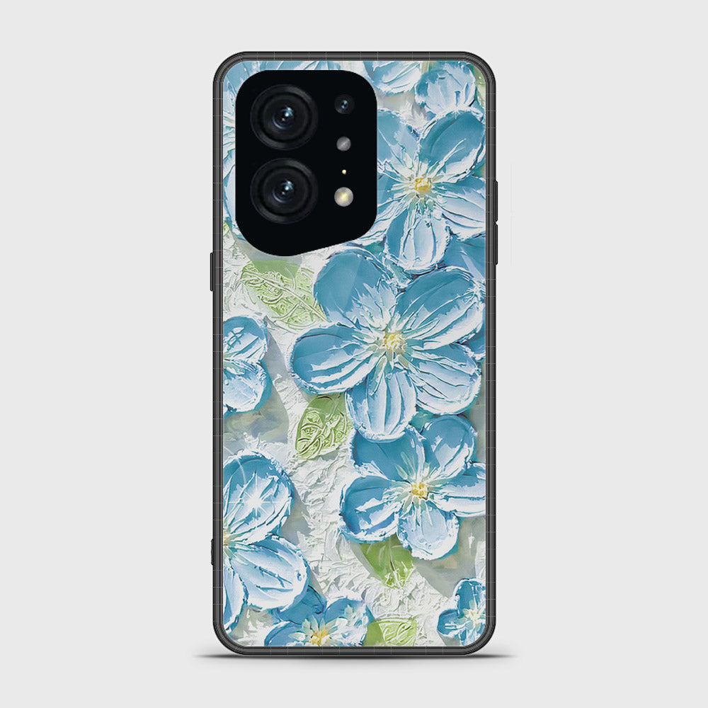 Oppo Find X5 Pro Cover - Floral Series - Design 12 - Grey & Green - HQ Ultra Shine Premium Infinity Glass Soft Silicon Borders Case