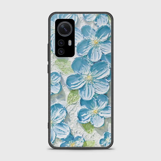 Xiaomi 12 Pro Cover - Floral Series - Design 12 - Grey & Green - HQ Ultra Shine Premium Infinity Glass Soft Silicon Borders Case