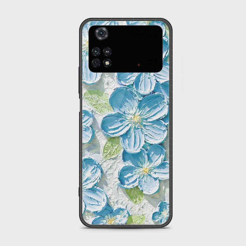 Xiaomi Poco M4 Pro Cover - Floral Series - Design 12 - Grey & Green - HQ Ultra Shine Premium Infinity Glass Soft Silicon Borders Case