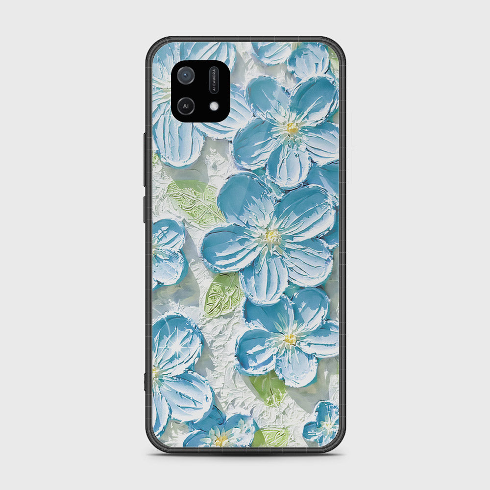 Oppo A16e Cover - Floral Series - Design 12 - Grey & Green - HQ Ultra Shine Premium Infinity Glass Soft Silicon Borders Case