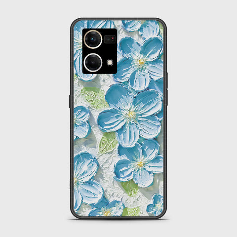 Oppo F21 Pro 4G Cover - Floral Series - Design 12 - Grey & Green - HQ Ultra Shine Premium Infinity Glass Soft Silicon Borders Case