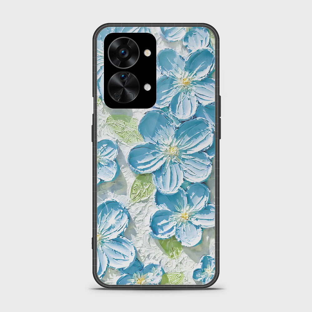 OnePlus Nord 2T Cover - Floral Series - Design 12 - Grey & Green - HQ Ultra Shine Premium Infinity Glass Soft Silicon Borders Case