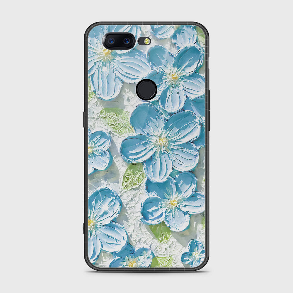 OnePlus 5T Cover - Floral Series - Design 12 - Grey & Green - HQ Ultra Shine Premium Infinity Glass Soft Silicon Borders Case