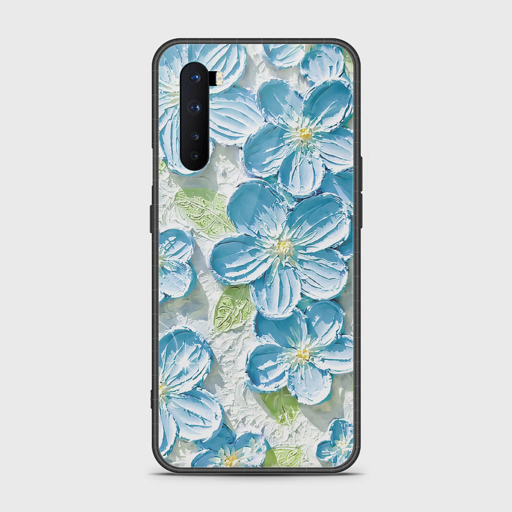 OnePlus Nord Cover - Floral Series - Design 12 - Grey & Green - HQ Ultra Shine Premium Infinity Glass Soft Silicon Borders Case