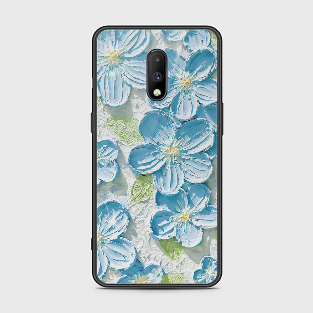 OnePlus 7 Cover - Floral Series - Design 12 - Grey & Green - HQ Ultra Shine Premium Infinity Glass Soft Silicon Borders Case