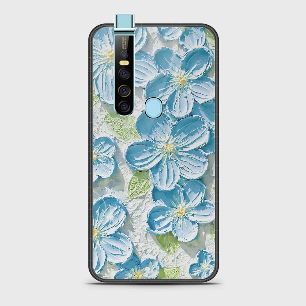 Tecno Camon 15 Pro Cover - Floral Series - Design 12 - Grey & Green - HQ Ultra Shine Premium Infinity Glass Soft Silicon Borders Case