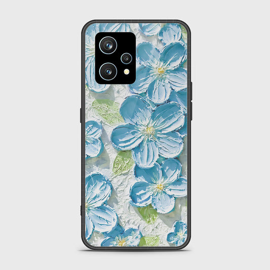 Realme 9 4G Cover - Floral Series - Design 12 - Grey & Green - HQ Ultra Shine Premium Infinity Glass Soft Silicon Borders Case