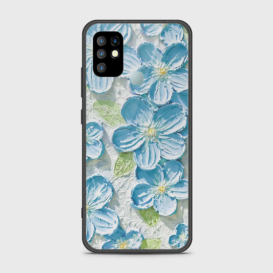 Infinix Hot 10 Cover - Floral Series - Design 12 - Grey & Green - HQ Ultra Shine Premium Infinity Glass Soft Silicon Borders Case