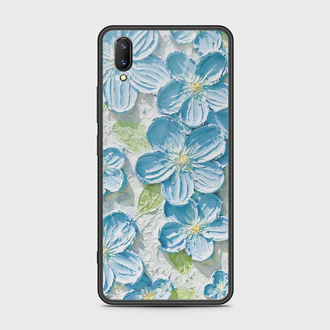 Vivo V11 Pro Cover - Floral Series - Design 12 - Grey & Green - HQ Ultra Shine Premium Infinity Glass Soft Silicon Borders Case