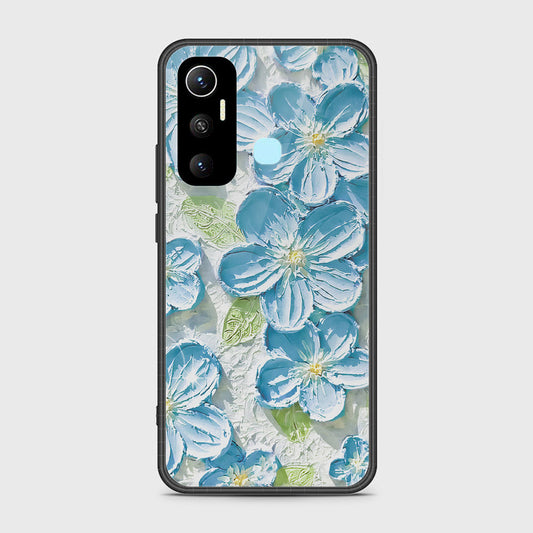 Infinix Hot 11 Cover - Floral Series - Design 12 - Grey & Green - HQ Ultra Shine Premium Infinity Glass Soft Silicon Borders Case