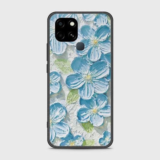 Infinix Smart 6 Cover - Floral Series - Design 12 - Grey & Green - HQ Ultra Shine Premium Infinity Glass Soft Silicon Borders Case