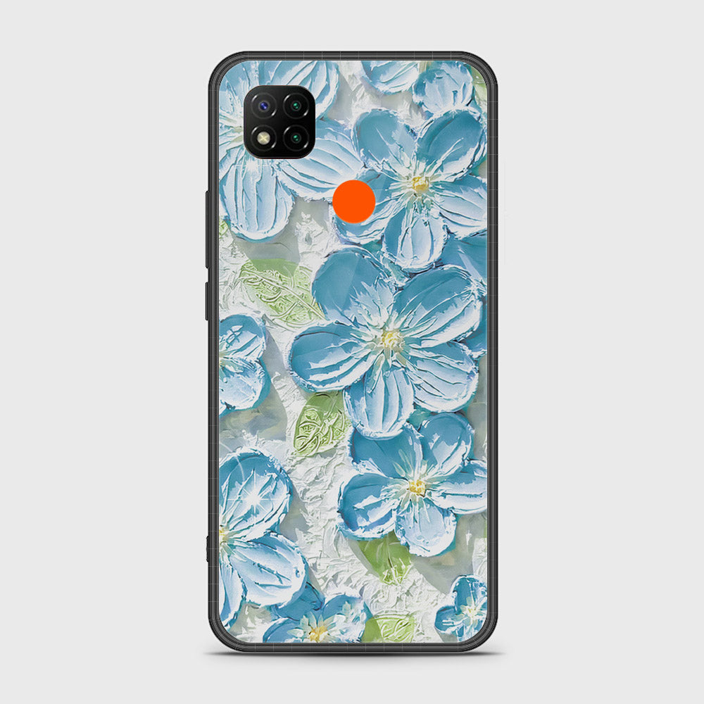 Xiaomi Redmi 10A Cover - Floral Series - Design 12 - Grey & Green - HQ Ultra Shine Premium Infinity Glass Soft Silicon Borders Case