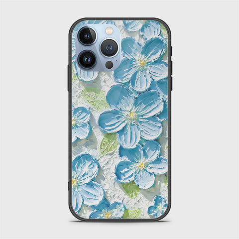 iPhone 14 Pro Max Cover - Floral Series - Design 12 - Grey & Green - HQ Ultra Shine Premium Infinity Glass Soft Silicon Borders Case