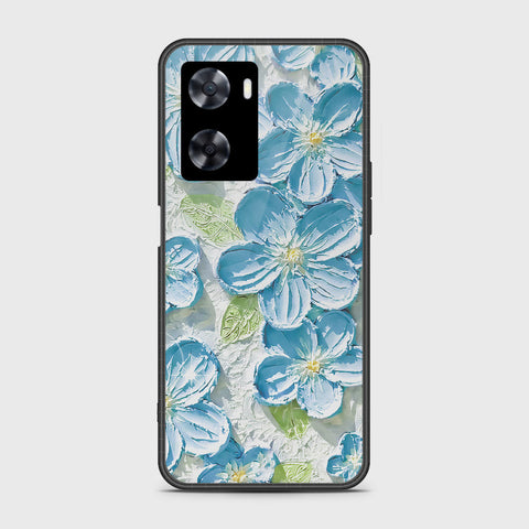 Oppo A57e Cover - Floral Series - Design 12 - Grey & Green - HQ Ultra Shine Premium Infinity Glass Soft Silicon Borders Case