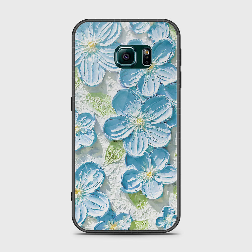 Samsung Galaxy S6 Edge Plus Cover - Floral Series - Design 12 - Grey & Green - HQ Ultra Shine Premium Infinity Glass Soft Silicon Borders Case