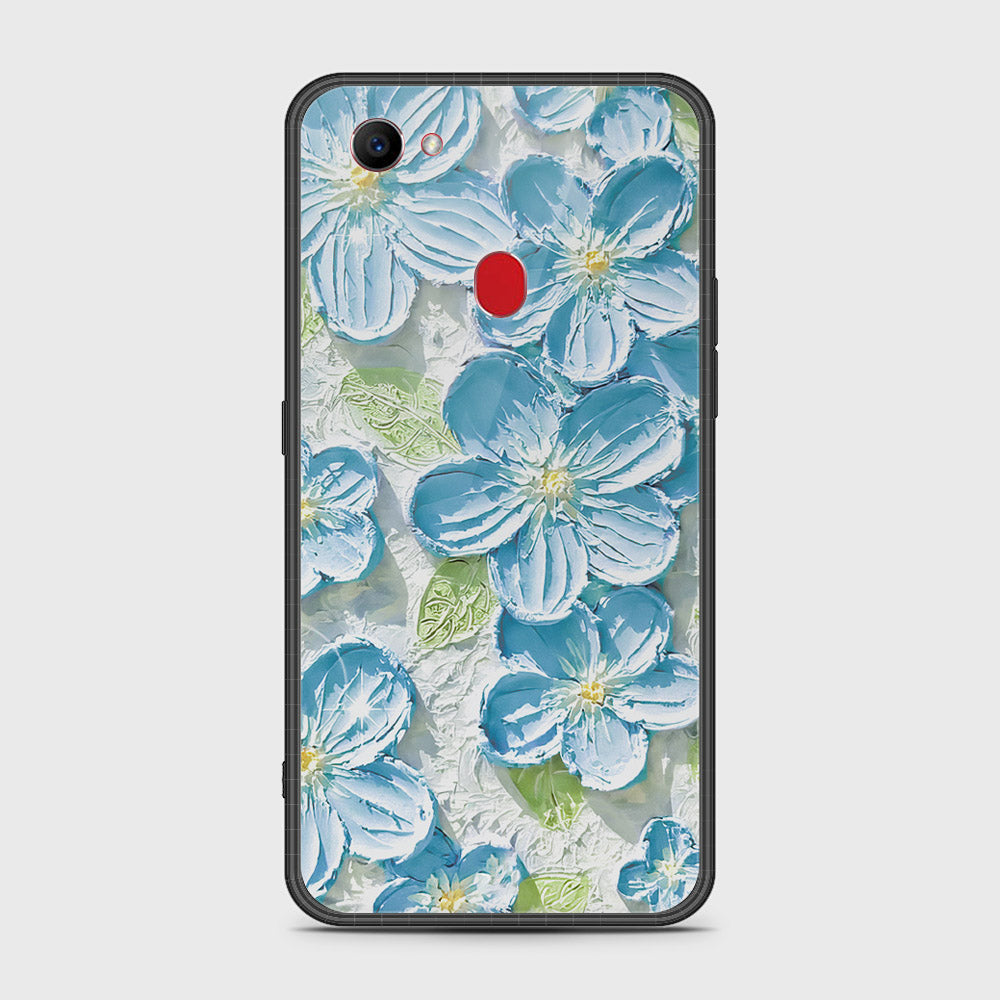 Oppo F7 Cover - Floral Series - Design 12 - Grey & Green - HQ Ultra Shine Premium Infinity Glass Soft Silicon Borders Case