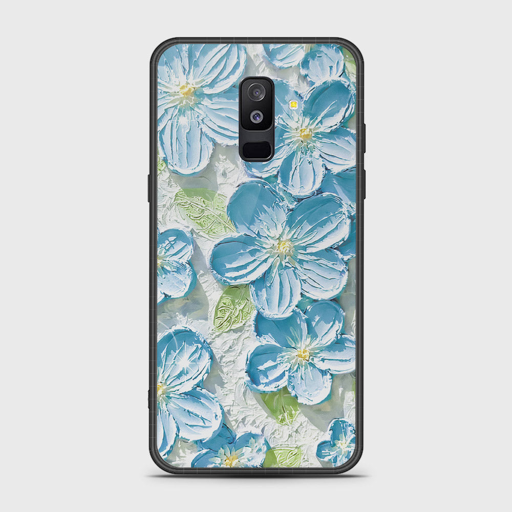 Samsung Galaxy A6 Plus 2018 Cover - Floral Series - Design 12 - Grey & Green - HQ Ultra Shine Premium Infinity Glass Soft Silicon Borders Case