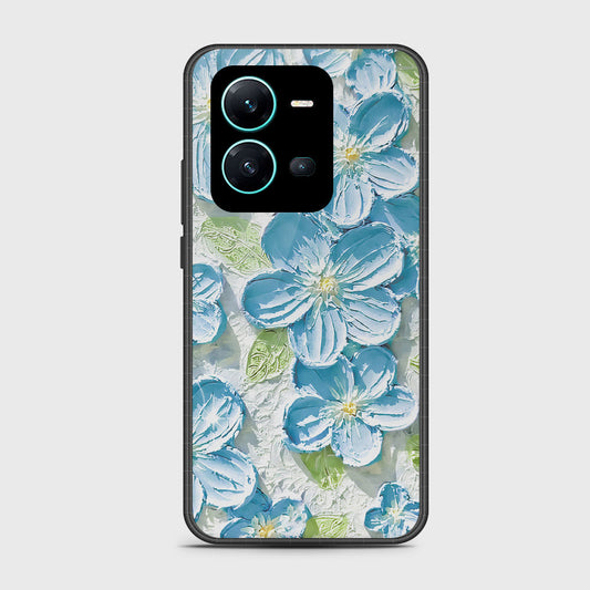 Vivo V25 5G Cover - Floral Series - Design 12 - Grey & Green - HQ Ultra Shine Premium Infinity Glass Soft Silicon Borders Case