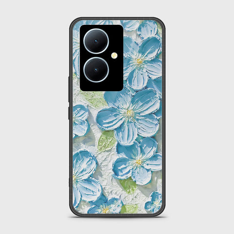 Vivo Y78 Plus 5G Cover - Floral Series - Design 12 - Grey & Green - HQ Ultra Shine Premium Infinity Glass Soft Silicon Borders Case