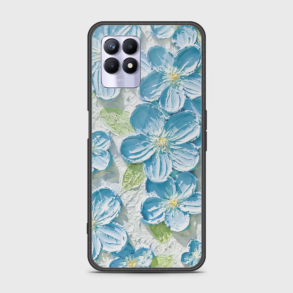 Realme 8i Cover - Floral Series - Design 12 - Grey & Green - HQ Ultra Shine Premium Infinity Glass Soft Silicon Borders Case