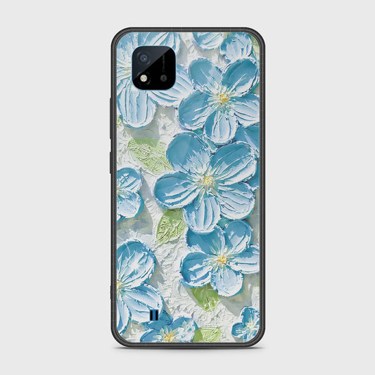 Realme C20 Cover - Floral Series - Design 12 - Grey & Green - HQ Ultra Shine Premium Infinity Glass Soft Silicon Borders Case