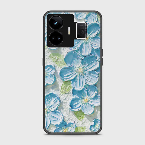 Realme GT Neo 5 Cover - Floral Series - Design 12 - Grey & Green - HQ Ultra Shine Premium Infinity Glass Soft Silicon Borders Case