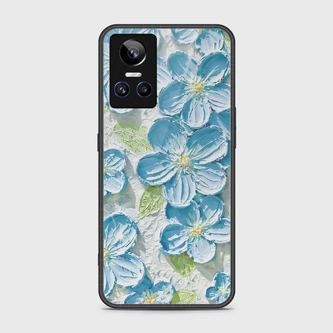 Realme GT Neo 3 Cover - Floral Series - Design 12 - Grey & Green - HQ Ultra Shine Premium Infinity Glass Soft Silicon Borders Case