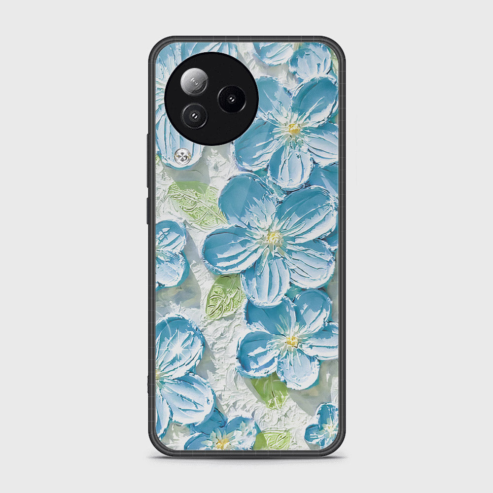 Realme C53 Cover - Floral Series - Design 12 - Grey & Green - HQ Ultra Shine Premium Infinity Glass Soft Silicon Borders Case