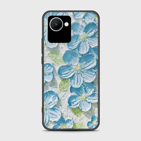 Realme C30 Cover - Floral Series - Design 12 - Grey & Green - HQ Ultra Shine Premium Infinity Glass Soft Silicon Borders Case