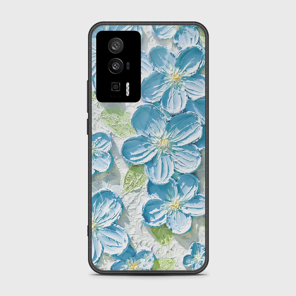 Xiaomi Poco F5 Pro Cover - Floral Series - Design 12 - Grey & Green - HQ Ultra Shine Premium Infinity Glass Soft Silicon Borders Case