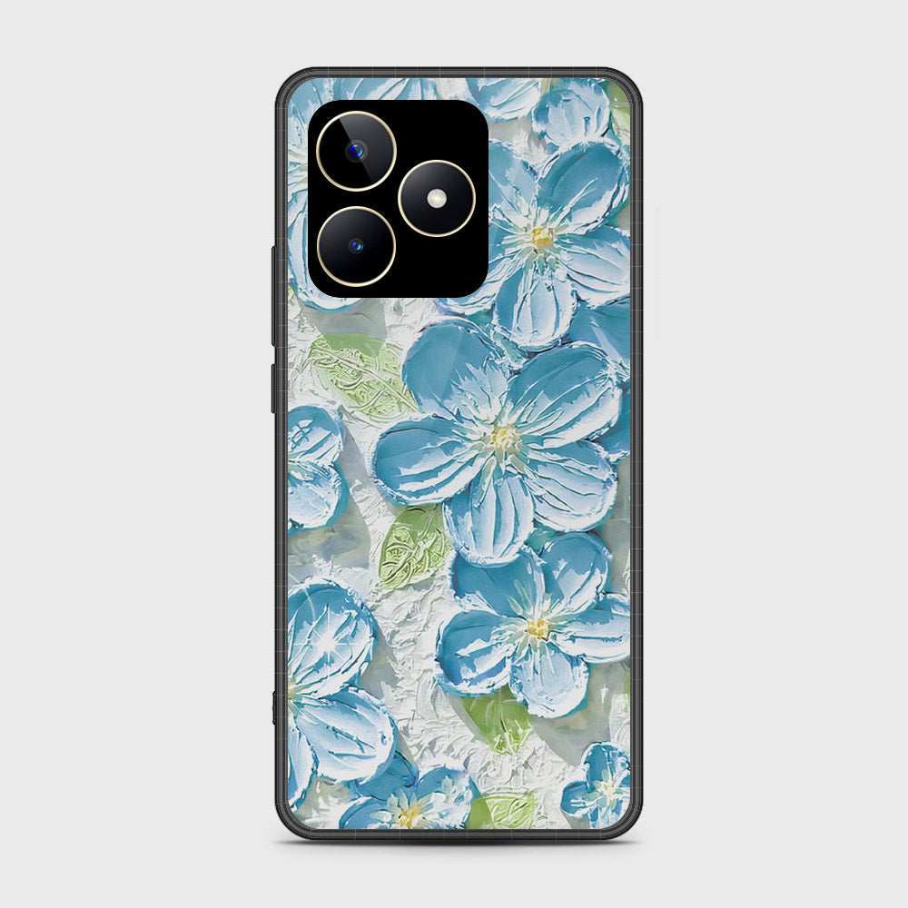 Realme Narzo N53 Cover - Floral Series - Design 12 - Grey & Green - HQ Ultra Shine Premium Infinity Glass Soft Silicon Borders Case