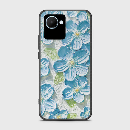 Realme C30s Cover - Floral Series - Design 12 - Grey & Green - HQ Ultra Shine Premium Infinity Glass Soft Silicon Borders Case