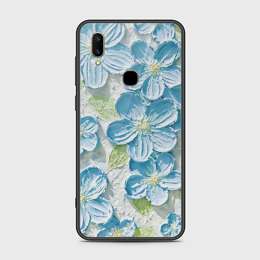 Vivo V11i Cover - Floral Series - Design 12 - Grey & Green - HQ Ultra Shine Premium Infinity Glass Soft Silicon Borders Case