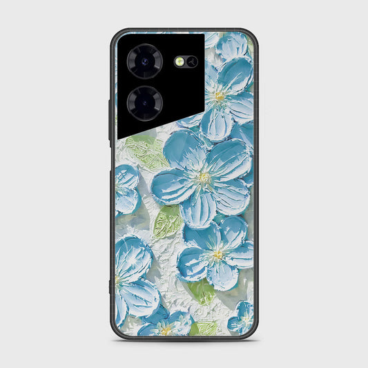 Tecno Pova 5 Pro Cover - Floral Series - Design 12 - Grey & Green - HQ Ultra Shine Premium Infinity Glass Soft Silicon Borders Case