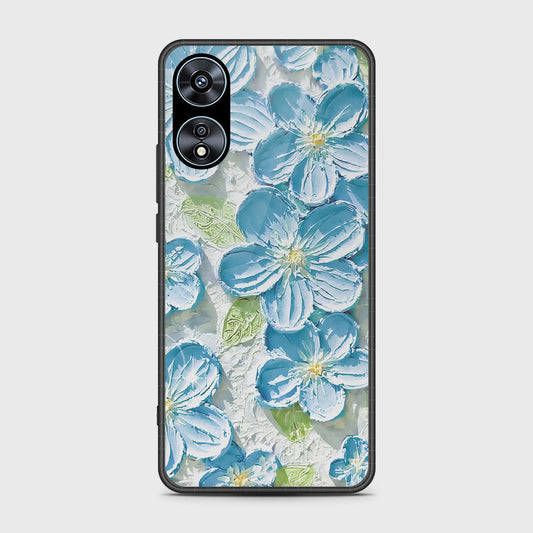 Oppo A58 4G Cover - Floral Series - Design 12 - Grey & Green - HQ Ultra Shine Premium Infinity Glass Soft Silicon Borders Case