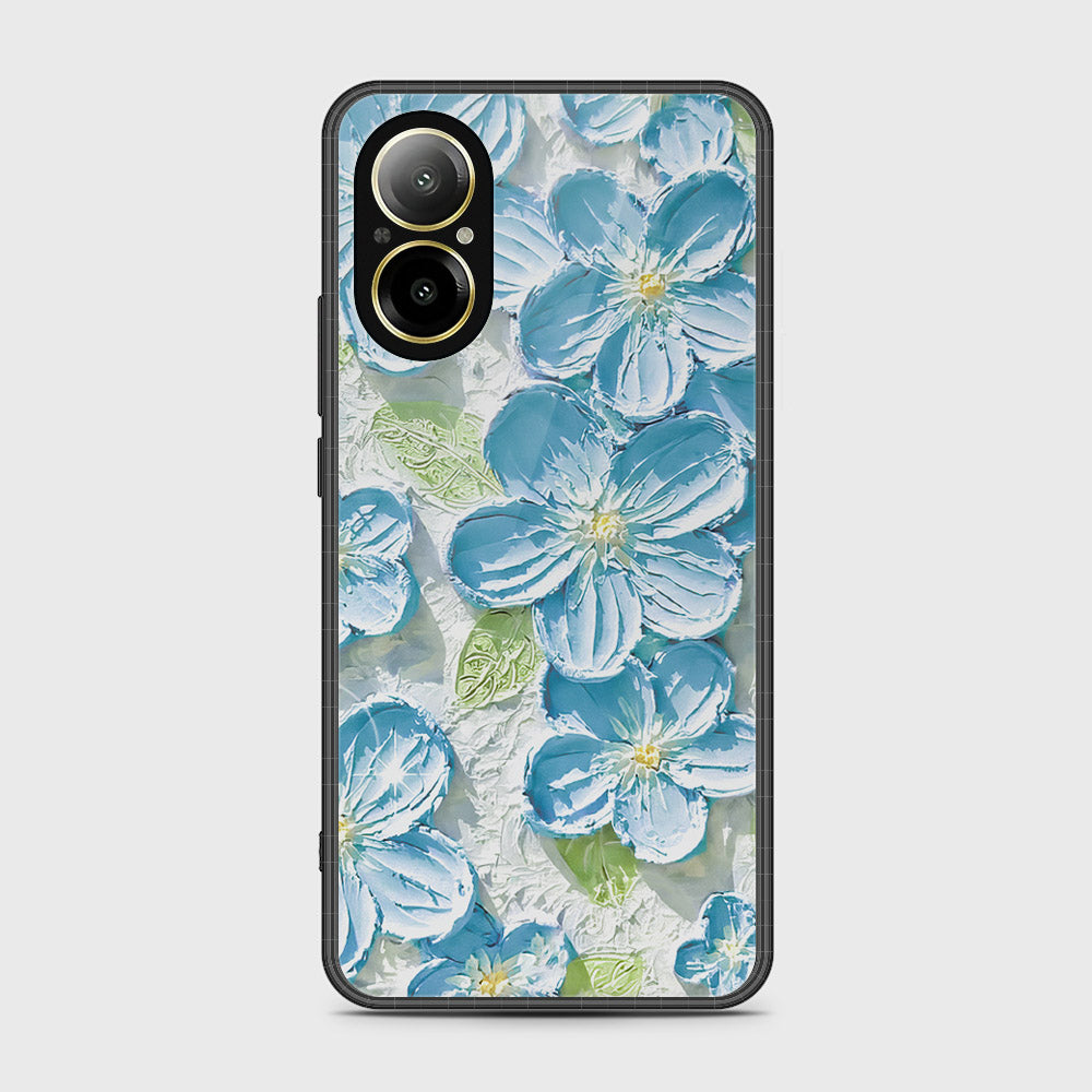 Realme C67 4G Cover - Floral Series - Design 12 - Grey & Green - HQ Ultra Shine Premium Infinity Glass Soft Silicon Borders Case