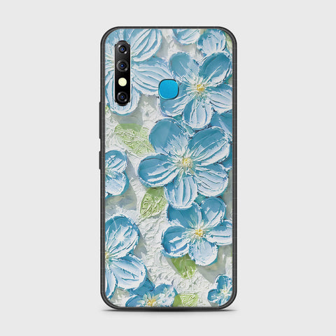 Infinix Hot 8 Cover - Floral Series - Design 12 - Grey & Green - HQ Ultra Shine Premium Infinity Glass Soft Silicon Borders Case