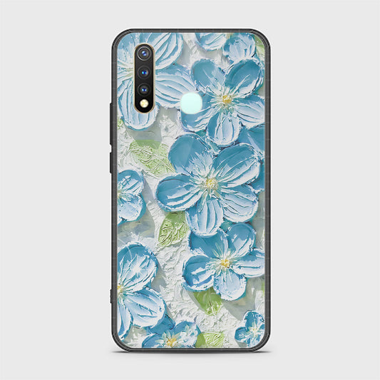 Vivo Y19 Cover - Floral Series - Design 12 - Grey & Green - HQ Ultra Shine Premium Infinity Glass Soft Silicon Borders Case