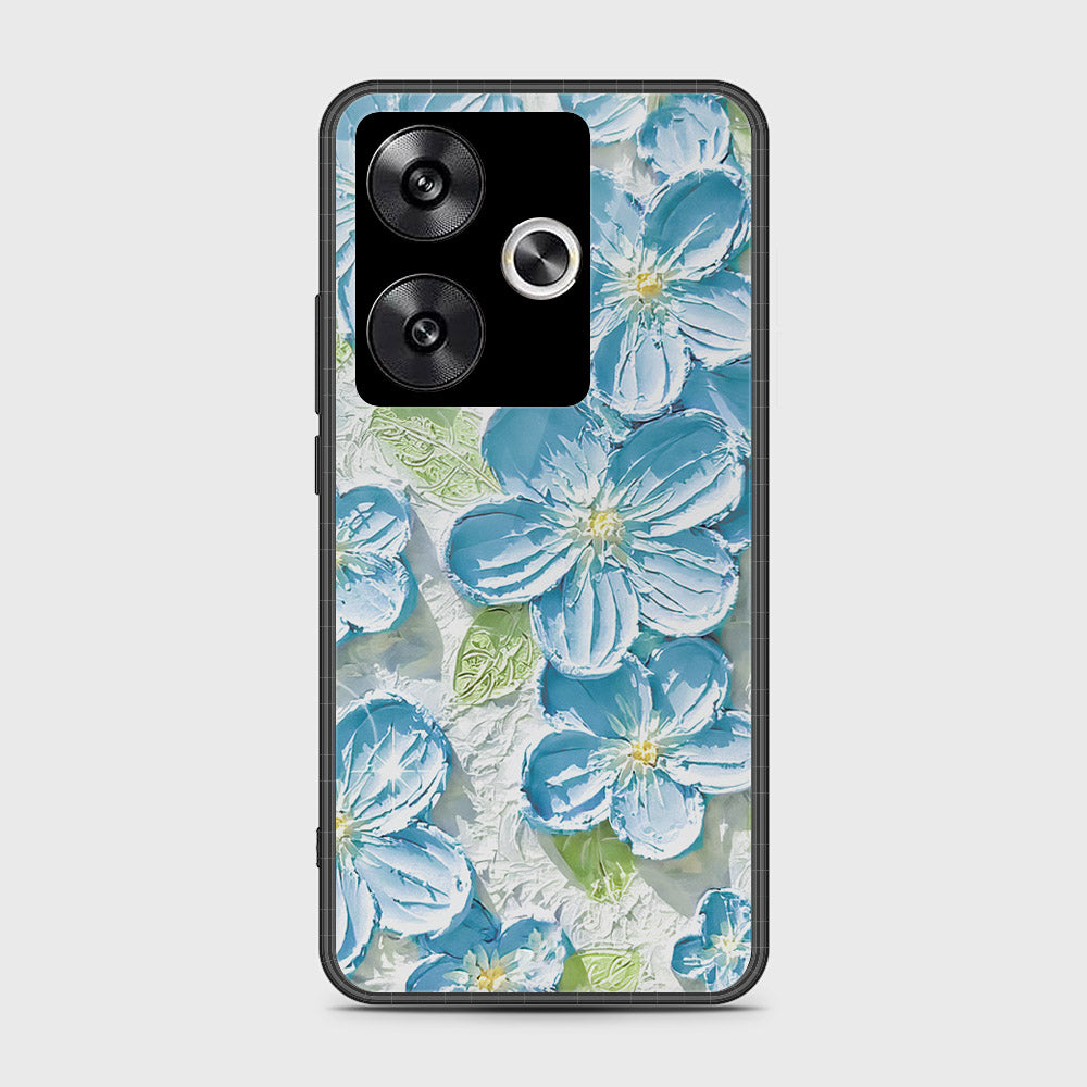 Xiaomi Redmi Turbo 3 Cover - Floral Series - Design 12 - Grey & Green - HQ Ultra Shine Premium Infinity Glass Soft Silicon Borders Case