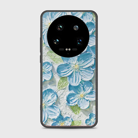 Xiaomi 14 Ultra Cover - Floral Series - Design 12 - Grey & Green - HQ Ultra Shine Premium Infinity Glass Soft Silicon Borders Case