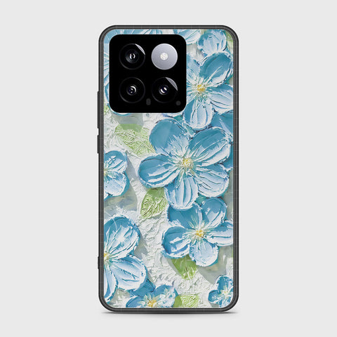 Xiaomi 14 Cover - Floral Series - Design 12 - Grey & Green - HQ Ultra Shine Premium Infinity Glass Soft Silicon Borders Case