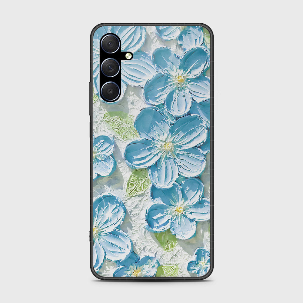 Samsung Galaxy M54 Cover - Floral Series - Design 12 - Grey & Green - HQ Ultra Shine Premium Infinity Glass Soft Silicon Borders Case