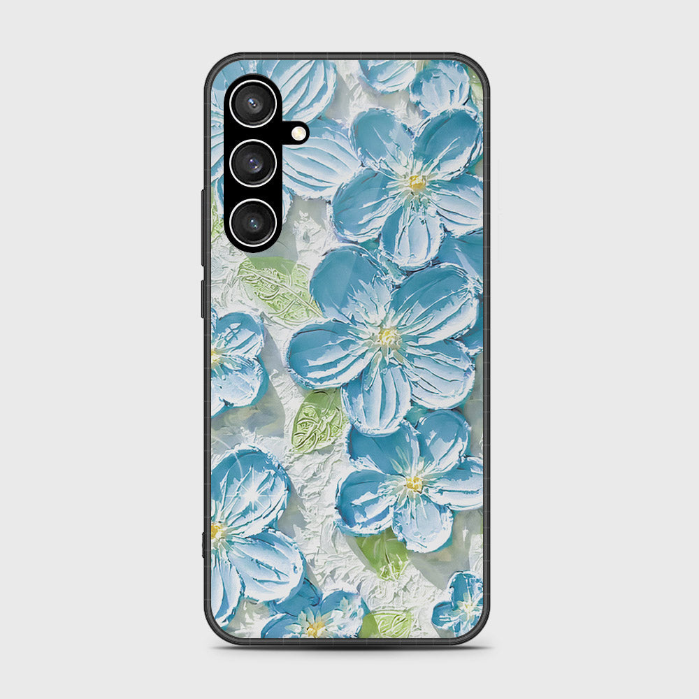 Samsung Galaxy S23 FE Cover - Floral Series - Design 12 - Grey & Green - HQ Ultra Shine Premium Infinity Glass Soft Silicon Borders Case